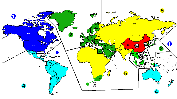 DVD Region Code map