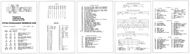 Chi Corporation UNIVAC 1108 Reference Card: Front