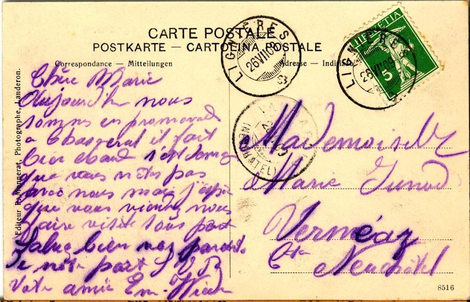 Back of post card