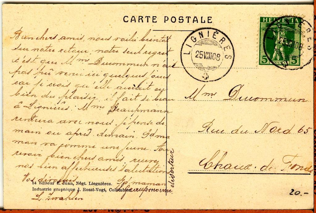 Back of post card