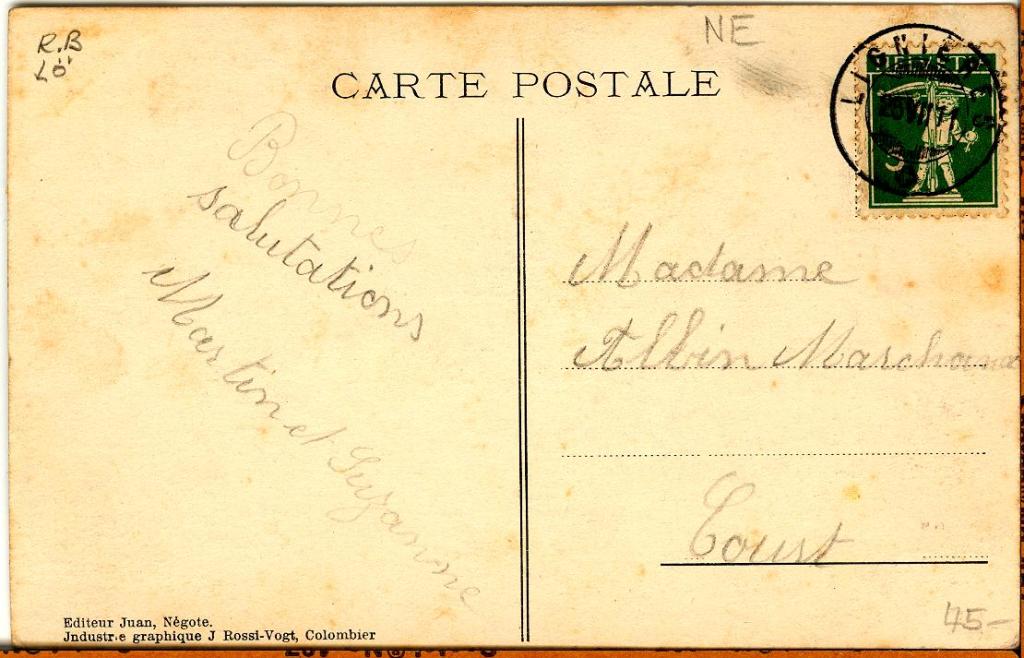 Back of post card